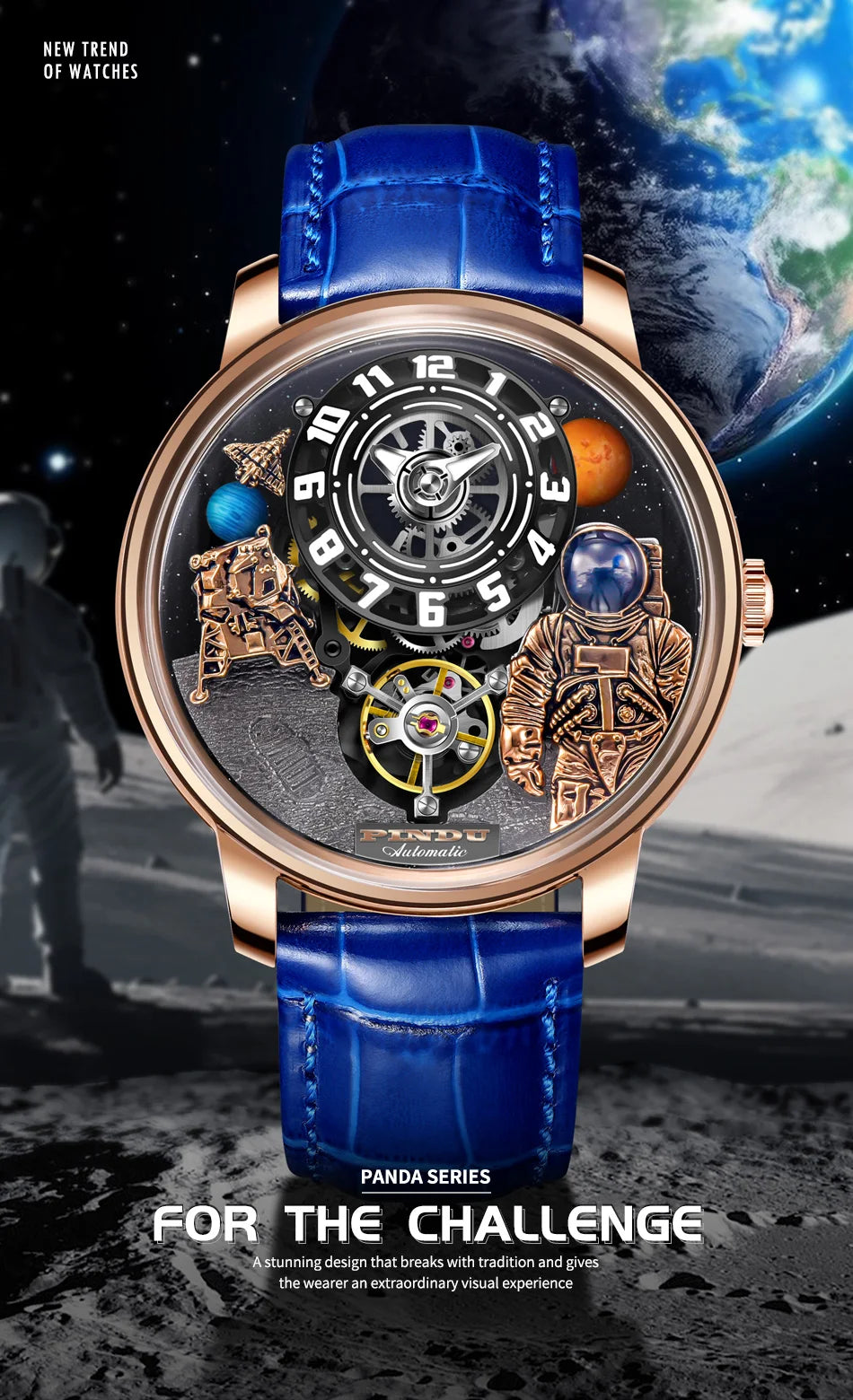 2025 PINDU Design Men Wristwatches Top Brand Luxury Robot Astronaut Space Series Watch Men Sapphire Luminous Waterproof Watches