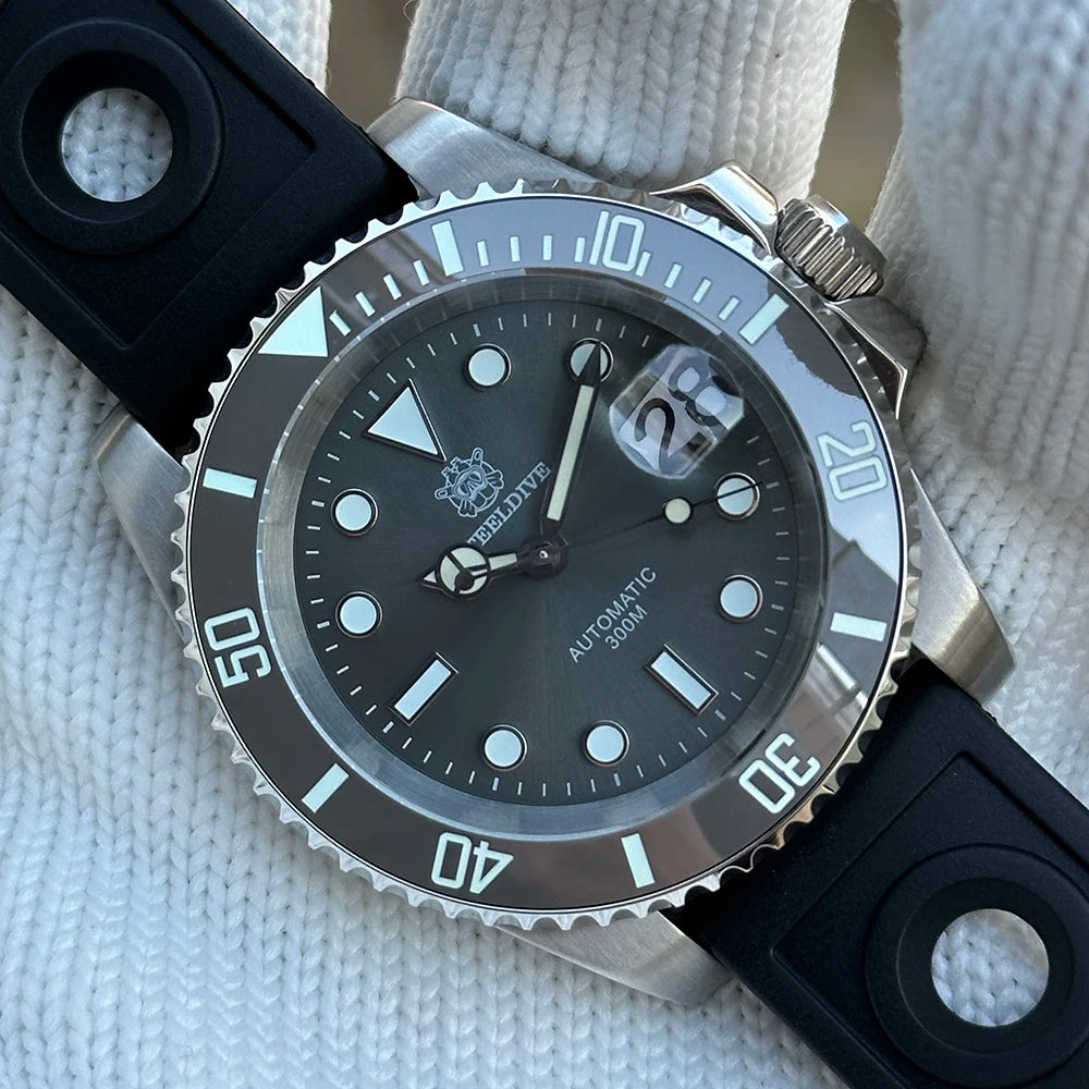 STEELDIVE Brand  SD1953 Gray Dial Stainless Steel NH35 Watch Ceramic Bezel 41mm Sapphire Glass Men Dive Watches  hombre