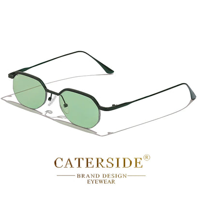 Caterside New Retro Small Frame Sunglasses Men's Polygonal Lenses Sun Glasses Women Business Travel Party Eyewear Summer Style