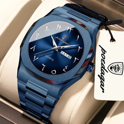 POEDAGAR luxury men’s quartz watch, water-resistant, stainless steel, men’s watch, day-date, business watches for men, Reloj Hombre