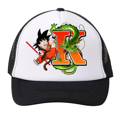 Czapki baseballowe z siateczki Dragon Ball z motywem kreskówkowym Son Goku z literami – czapki sportowe dla dorosłych i dzieci, anime, letnie, na świeżym powietrzu, z daszkiem chroniącym przed słońcem, prezent, nowe
