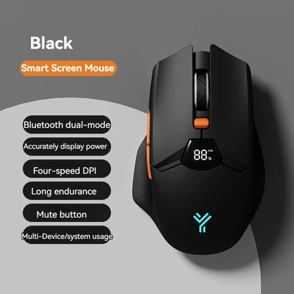 Ratón inalámbrico Bluetooth 2.4G con pantalla de visualización, batería de gran capacidad de 600mAh y botones de tono luminoso para gaming y oficina