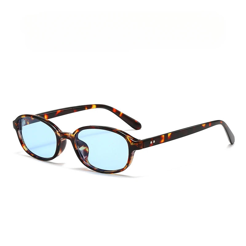 Personalized oval-shaped small frame plastic-rimmed sunglasses for men and women, suitable for daily sun protection