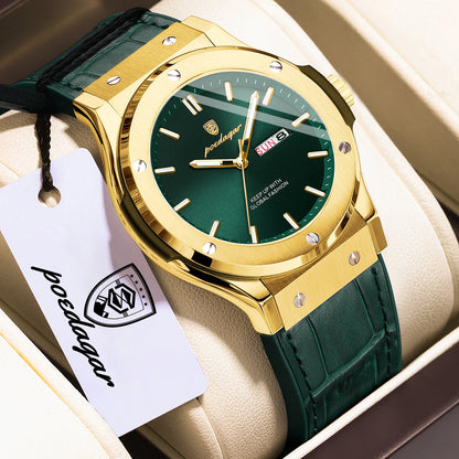 Montre pour homme POEDAGAR – Modèle original, style professionnel, étanche, bracelet en silicone, affichage de la date et du jour, mouvement à quartz, montre de luxe tendance.