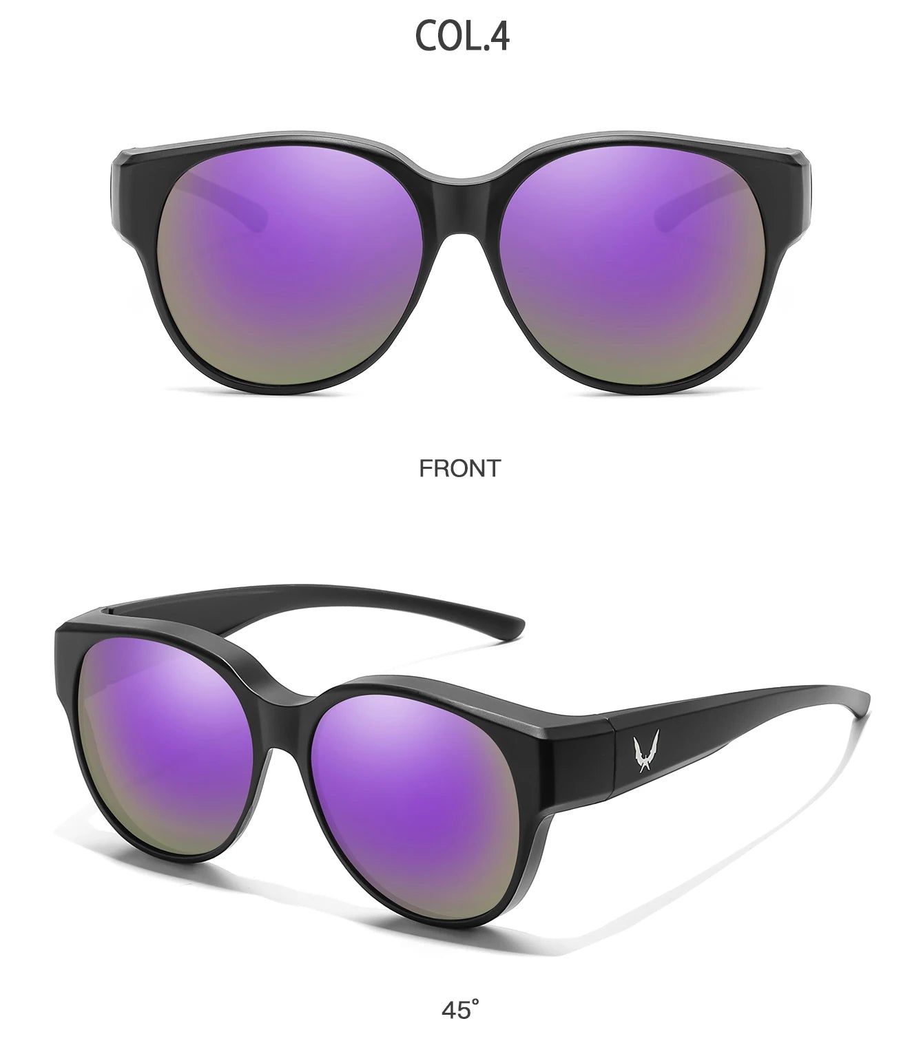 Over Glasses with Box Cover Over Myopia Eyeglasses Unisex Round Shades with UV protection Outdoor Sports Fishing Hiking Cycling