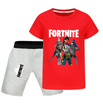 Fortnite Summer Kids Cartoon T-shirts Shorts Two-piece Set Baby Boys Tracksuit Girls Outfits505