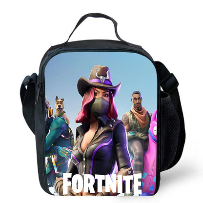 Fortnite-Cartoon-Lunchbag, tragbare isolierte Lunchbag, wiederverwendbare Tasche zur Aufbewahrung von Lebensmitteln, geeignet für Kinder und Schüler.