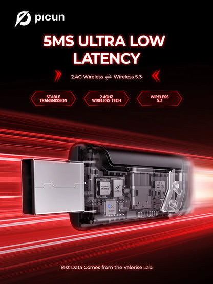 Auscultadores Gaming Sem Fios Picun G2 Bluetooth 5.3 – Som Surround 7.1, Microfone ENC, Bateria de 100H, Auscultadores de Baixa Latência para PC, PS5, PS4, Switch e Mobile