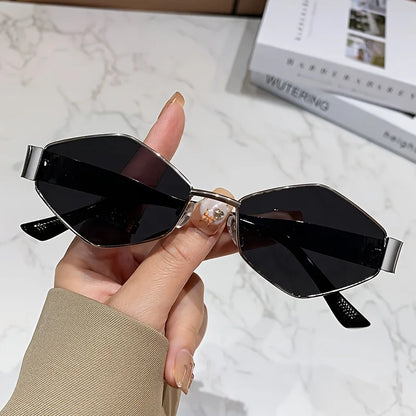Fashion Hexagon Sunglasses for Women Retro Gold Frame Beach Vacation Travel Driving Glasses