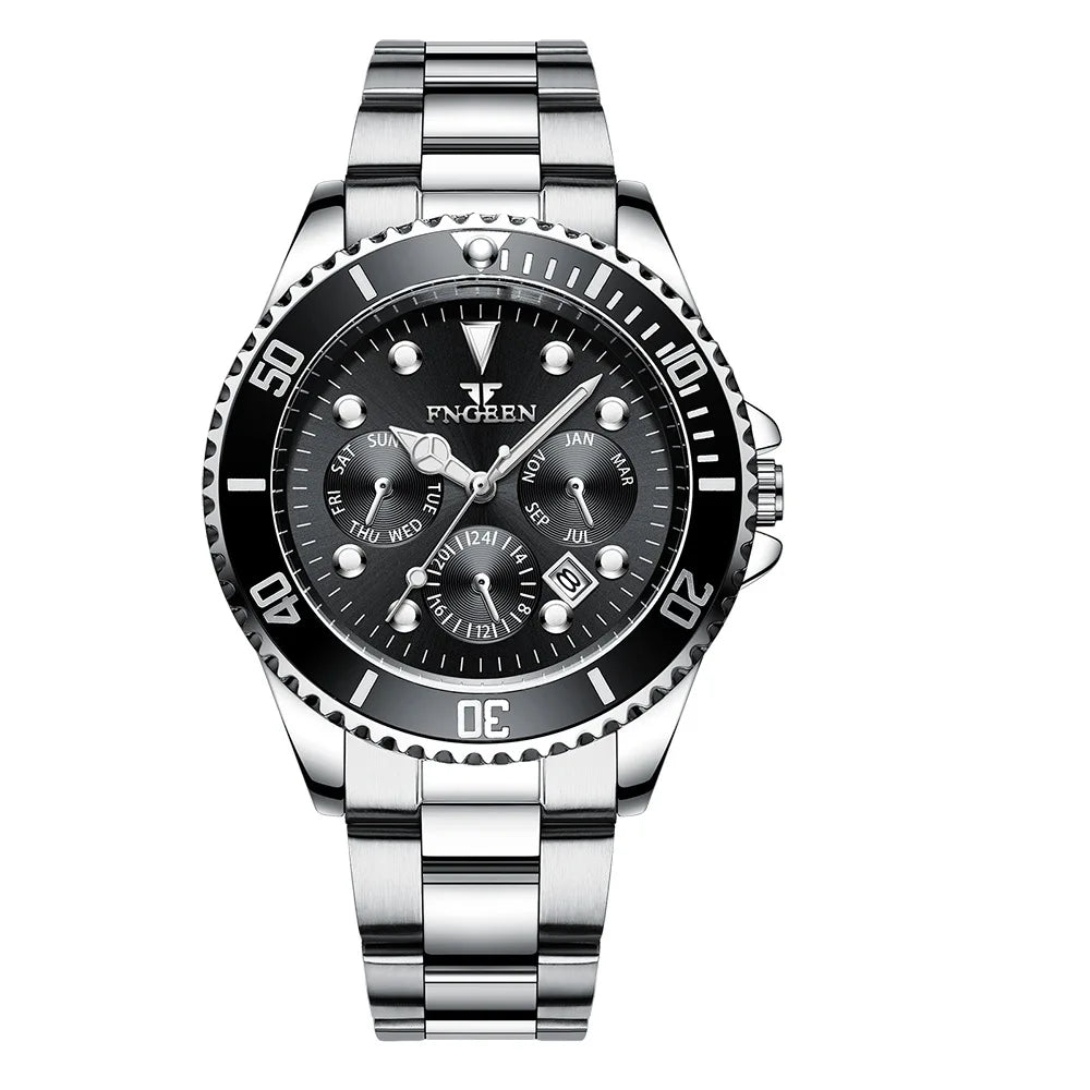 BINBOND luxury quartz watch for men: accurate, with automatic date display, luminous, water-resistant, ideal for sport, business and leisure. Sturdy and durable.