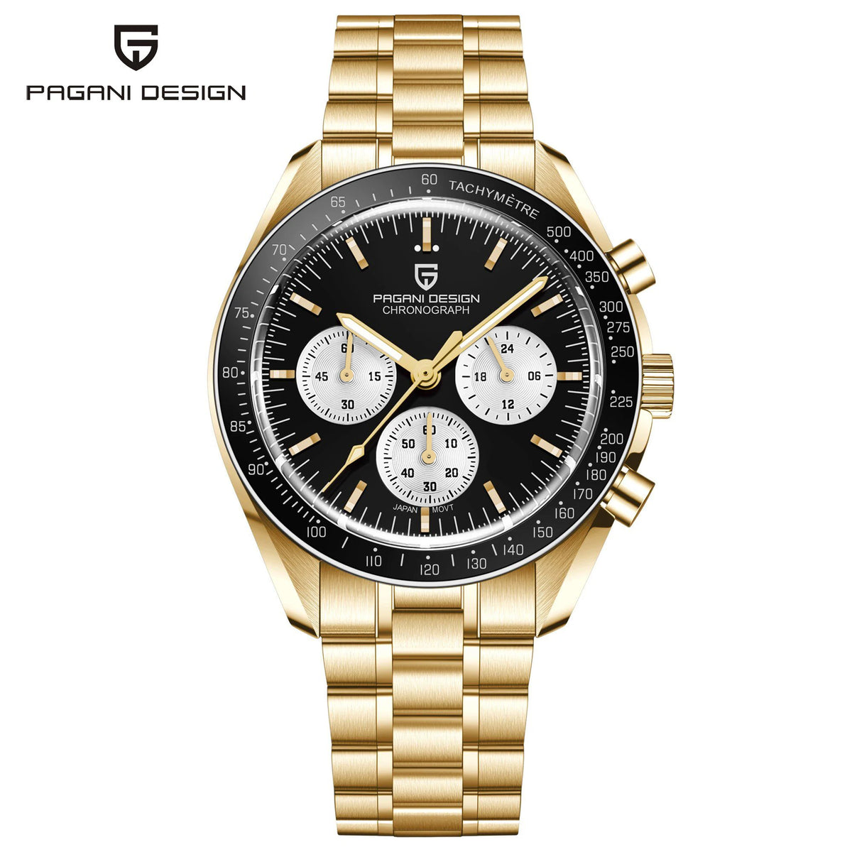 PAGANI DESIGN Moon watch – Luxury quartz chronograph for men, sporty style, sapphire crystal with anti-reflective coating, luminescent display