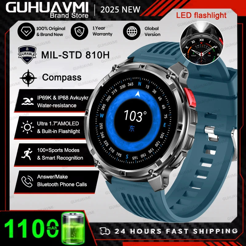 New Original 1100mAh Battery Men Smart Watch Outdoor GPS 10ATM Waterproof Bluetooth Call Sport Smartwatch For Android IOS Phones