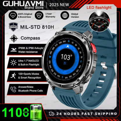 New Original 1100mAh Battery Men Smart Watch Outdoor GPS 10ATM Waterproof Bluetooth Call Sport Smartwatch For Android IOS Phones