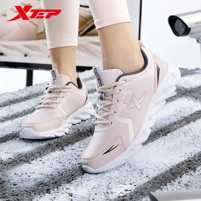 Pantofi de alergare Xtep, pantofi sport antiderapanti și moi pentru femei, cu parte superioară din piele, cu amortizare a șocurilor, adidași pentru femei 879318110073
