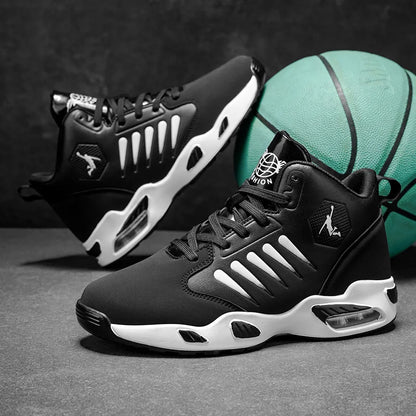 Men's High-Top Basketball Shoes with Breathable Mesh Design for Maximum Comfort, Outdoor Shock-Absorbing Running Shoes, High-Rebound Cushioning Technology for Smoother and More Comfortable Running, Enhanced Support, Stylish