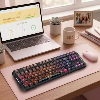 DarKBeacon RGB Teclado TKL Compacto de 87 Teclas USB com Fio, Hot-Swappable, Mecânico Silencioso, para Windows, Portátil, PC e Gaming