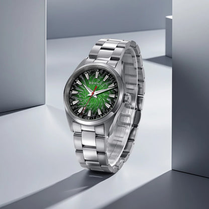 BERNY men’s watch – Quartz watch, sapphire crystal, luminescent hands, water-resistant to 10 ATM, made entirely of stainless steel – Elegant and casual style, ideal for everyday wear or professional occasions