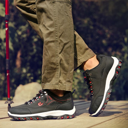 Sapatos casuais em pele para homem, ténis leves de caminhada para primavera, outono e inverno