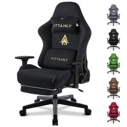 Kitinjoy Natural Suede Gaming Chair High Back Ergonomic Computer Chair with Footrest Reclining Adult Comfortable Office Chair