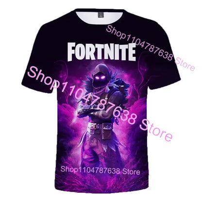 T-shirt de verão Raven Ultima Knight F-Fortnite, t-shirt masculina com estampado 3D Banana Peely, tops de jogo Battle Royale, presentes de aniversário