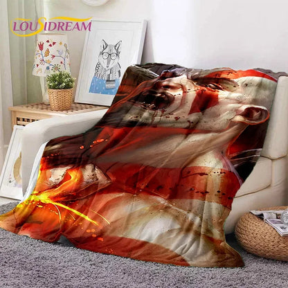 God of War Games Kratos Cartoon Soft Flannel Blanket for Beds Bedroom Sofa Picnic,Throw Blanket for Cover Outdoor Leisure Gift
