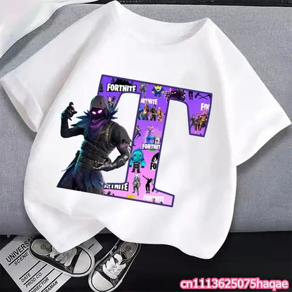 New Fortnites Kids T-shirts Cartoon Letter Graphic T-shirts Boys Girls Summer Casual Sports Short Sleeve Tops Children Clothing