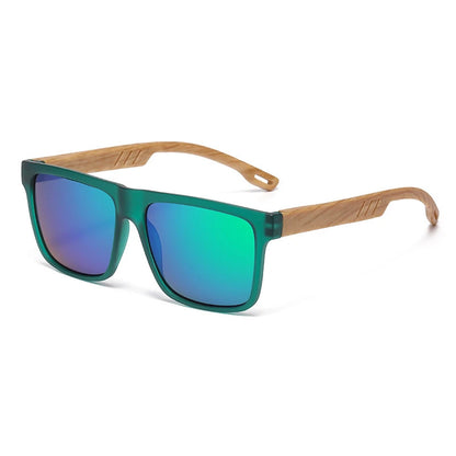 New Fashion Square Sunglasses Wood Grain Spring Hinge UV400 Unisex for Driving Hiking Travel 2026