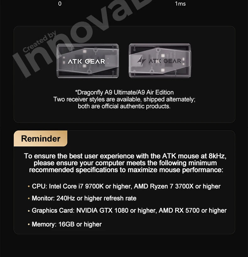 ATK Dragonfly A9 Ultimate brezžična gaming miška A9 Air PAW3950, ultralahka ergonomska e-športna miška za igričarje FPS CSGO A9 Ultra