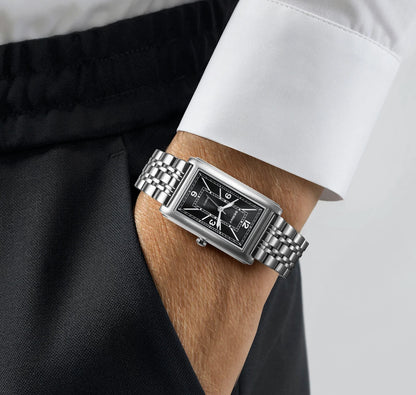 BERNY square men’s watch – Quartz movement, Roman numeral dial, luminescent display, 316L stainless steel case – An elegant and casual rectangular watch