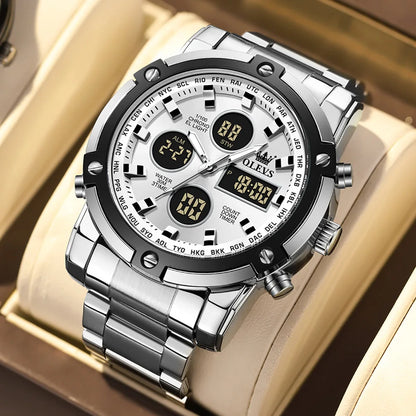 OLEVS Men's Watches Original Multifunctional Wlectronic Watch for Man Waterproof Luminous Alarm Clock Fashion Dress