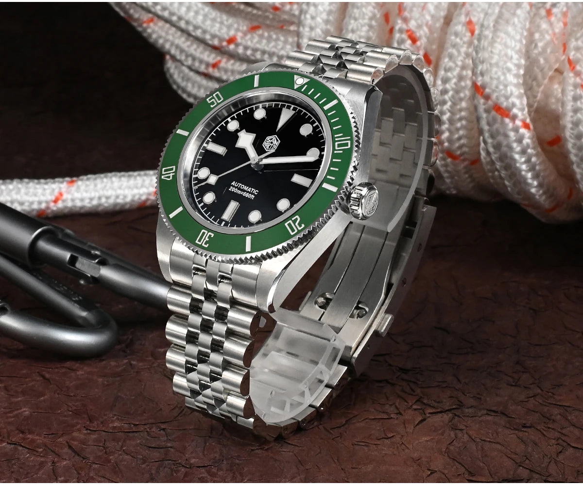 San Martin New 40mm BB Diver Watch Top Brand Classic Mens Watches NH35 Automatic Mechanical Sapphire Waterproof Reloj SN0128