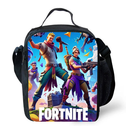 Fortnite-Cartoon-Lunchbag, tragbare isolierte Lunchbag, wiederverwendbare Tasche zur Aufbewahrung von Lebensmitteln, geeignet für Kinder und Schüler.