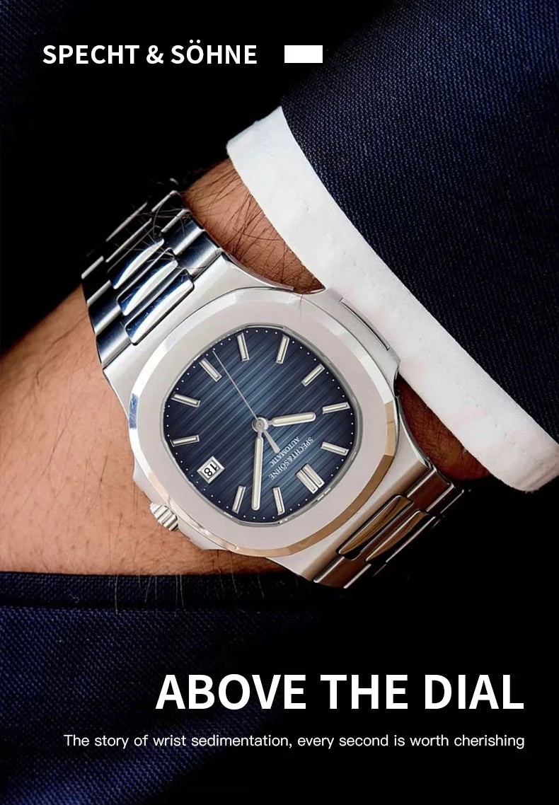 Specht&Sohne 2025 Nuevo reloj clásico de lujo para hombre, reloj automático para hombre en acero inoxidable con zafiro, 8215 reloj de pulsera mecánico