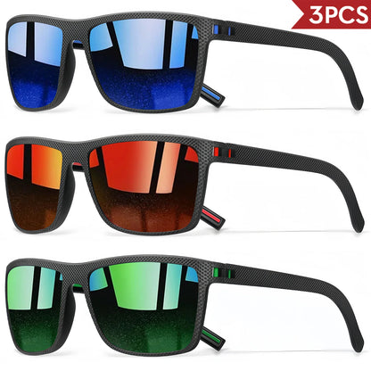 3PCS Signature Retro Square Sunglasses UV400 Spring Hinges Lightweight Gift Ready for Daily & Vacation Unbox Elegance