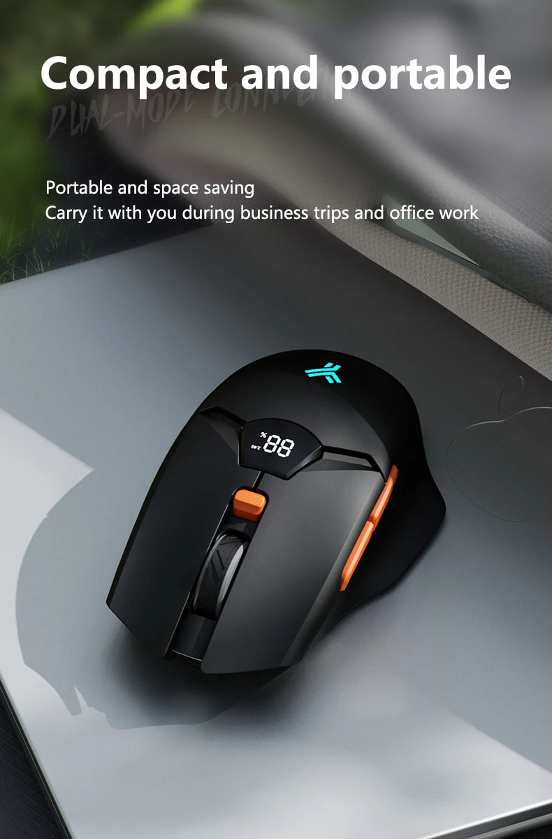 Mouse gaming wireless Warvank SX01 con display smart, regolazione DPI a 6 velocità, batteria ricaricabile da 600mAh, mouse Bluetooth silenzioso per ufficio