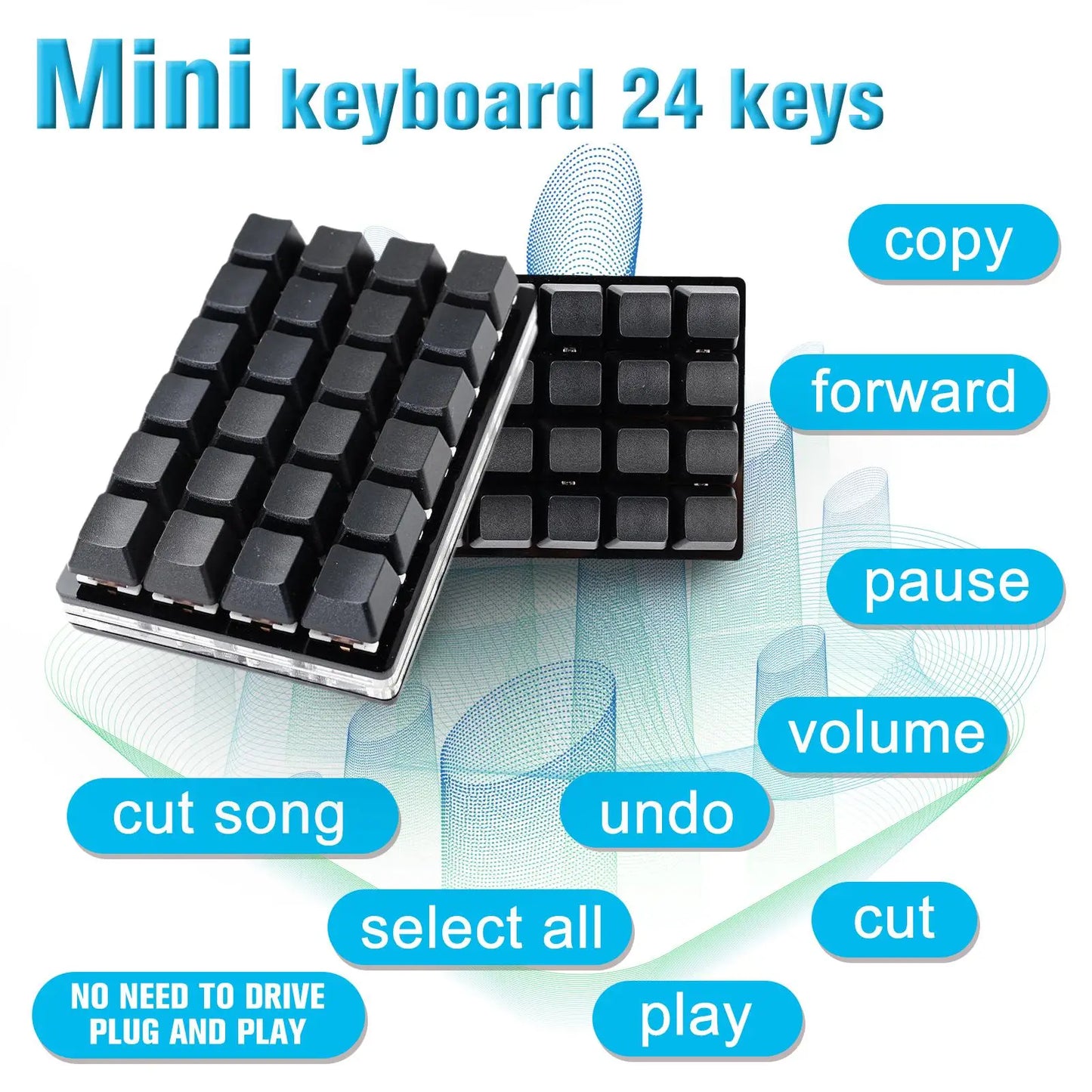 Mini-USB Custom Mechanische Tastatur mit 24 Tasten, Schwarz/Weiß, Gaming-Tastatur, Sayo-Gerät, programmierbares Shortcut-Keypad mit Makrotasten