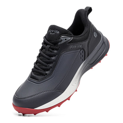 FitVille Chaussures de golf larges pour hommes, imperméables, athlétiques, décontractées, professionnelles, antidérapantes, sans crampons, avec soutien de la voûte plantaire