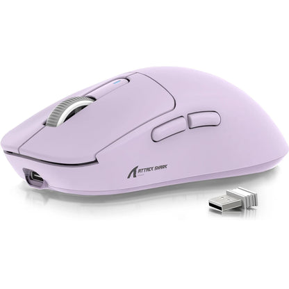 ATTACK SHARK X3 trådløs gamingmus PixArt PAW3395 49g SUPERLIGHT, BT/2.4G trådløs/kablet, 6 justerbare DPI op til 26000