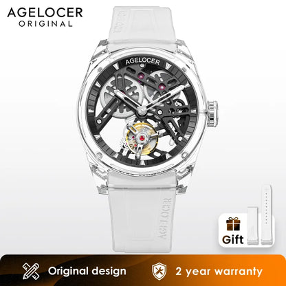AGELOCER Limited Edition "Ice Never Melts" Free-sprung Crystal Tourbillon Watch Luxury Manual Mechanical Watches
