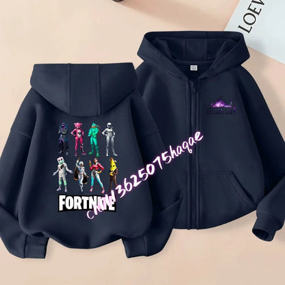 New Fortnite Child Zip-Up Hoodie Cartoon Anime Hoodies Casual Breathable Kids Boys Coat Jackets 2026 Spring Children Clothing