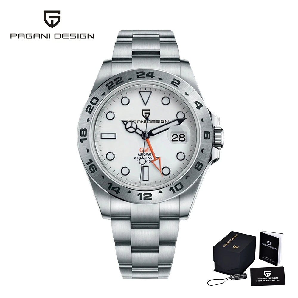 Pagani Design 2026 Nuovo orologio subacqueo da uomo 42mm in zaffiro, automatico meccanico GMT, impermeabile 100m PD1682