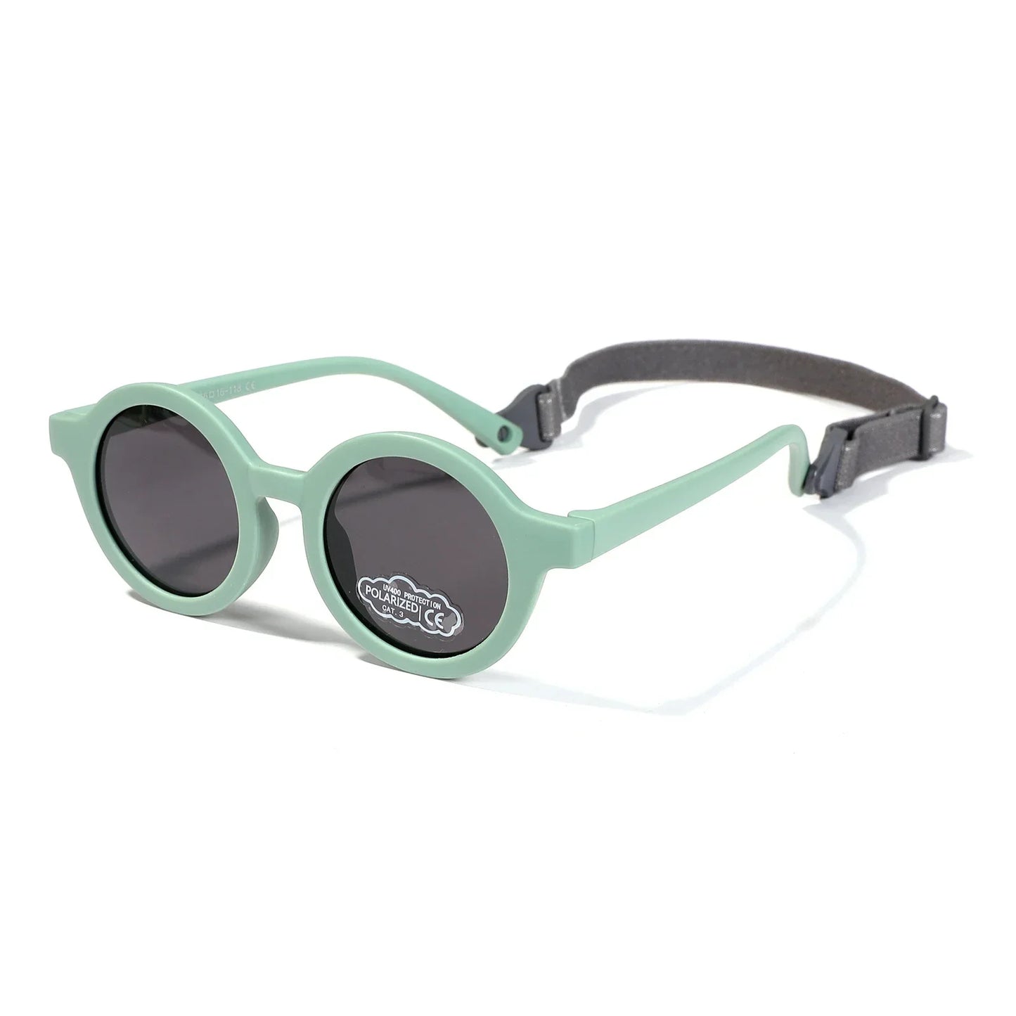 Kids Round TAC Polarized Baby Sunglasses for Toddler Boys Girls TPEE Flexible Soft Frame with Strap for Infant Age 0-3 Shades