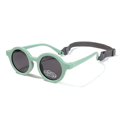 Kids Round TAC Polarized Baby Sunglasses for Toddler Boys Girls TPEE Flexible Soft Frame with Strap for Infant Age 0-3 Shades