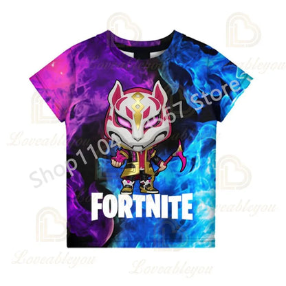 Youth F-Fortnited T-Shirt Battle Game Adults Short Sleeve Summer Tees for Teen Boys and Girls