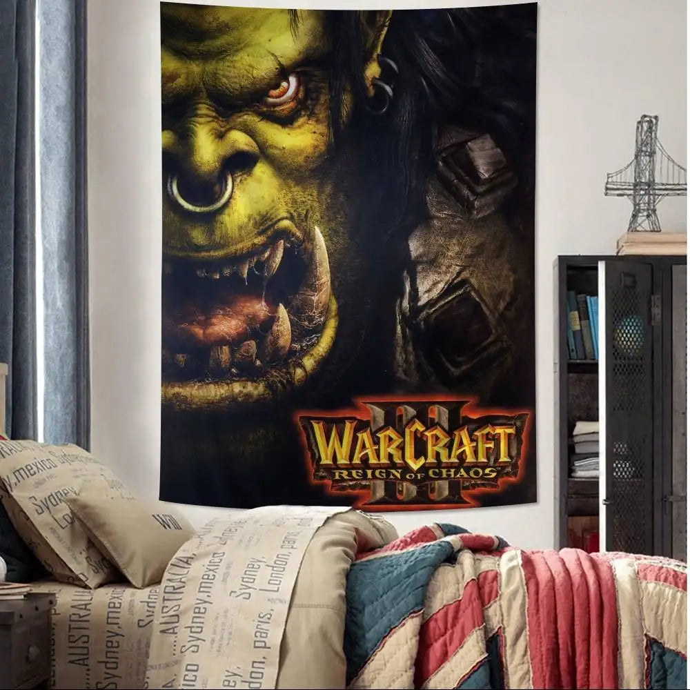 Populärt spel World of Warcraft – stor väggbonad med tryck, billig hippie-väggbonad, bohemiska väggbonader, mandala, heminredning