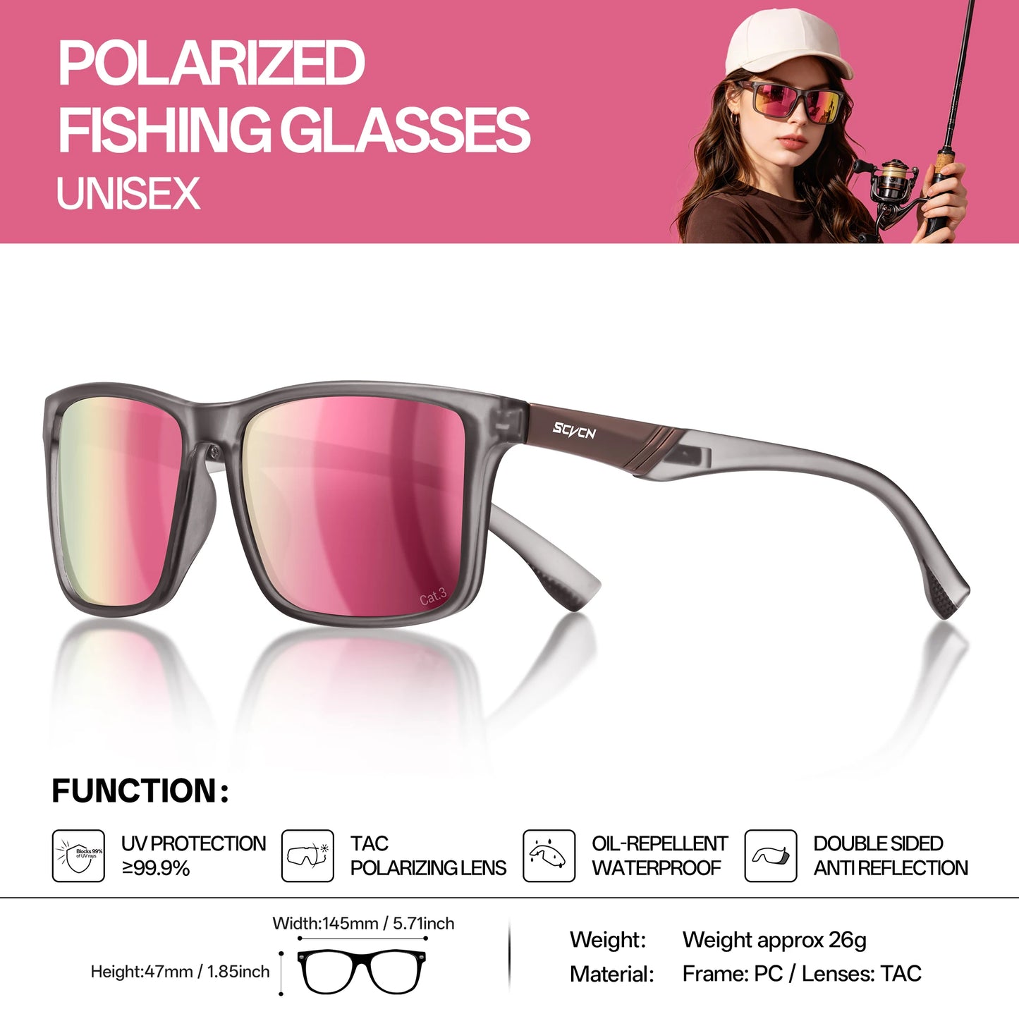 SCVCN New Polarized Water Sports Glasses Women Professional Surfing Boating Fishing Anti-glare Rafting Sailing UV400 Sunglasses