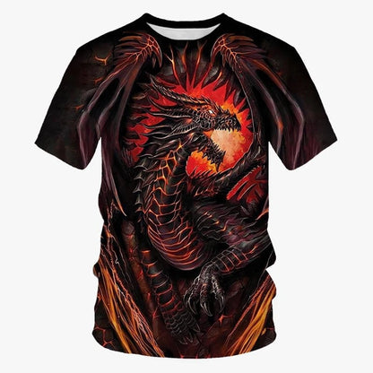 Summer New Cool 3D Dragon Printed Fashion Men's Round Neck Short Sleeve T Shirt Funny Kids T shirt Size100-6XL Oversized