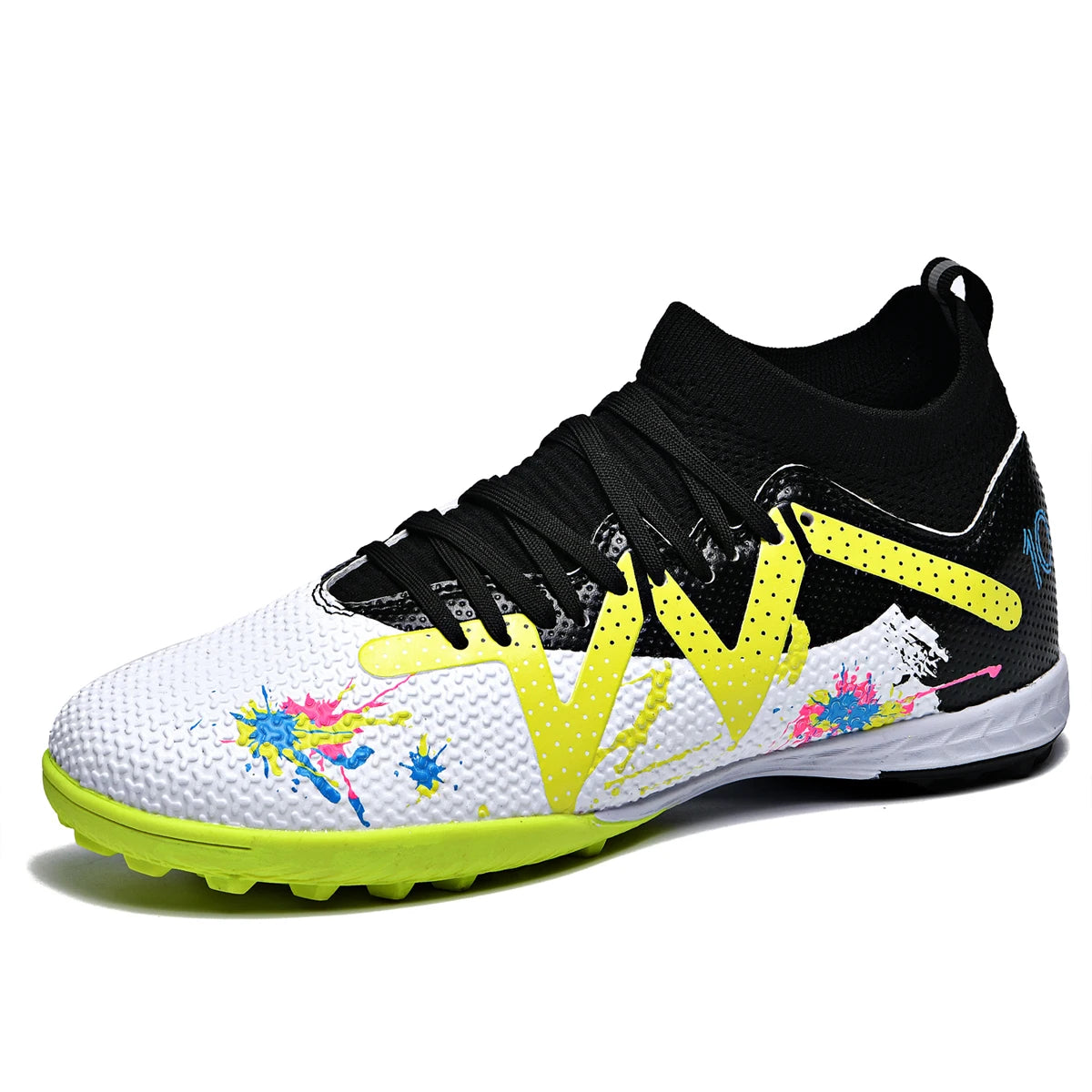 TF Turf Soccer Shoes PU Fabric Breathable Upper Rubber Sole Wear-Resistant Anti-Slip Men Women Kids Youth Training Sneakers