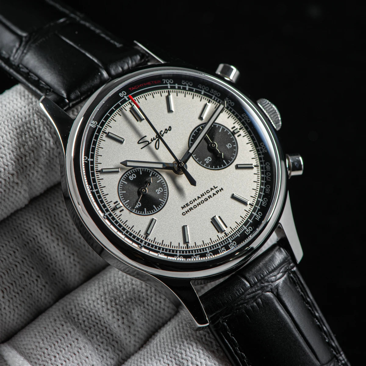 40mm Men's Army Watch 1963 Pilot Mechanical Sugess Panda Wristwatch Sapphire Air Force Watch Chronograph Official ST1901 Movement