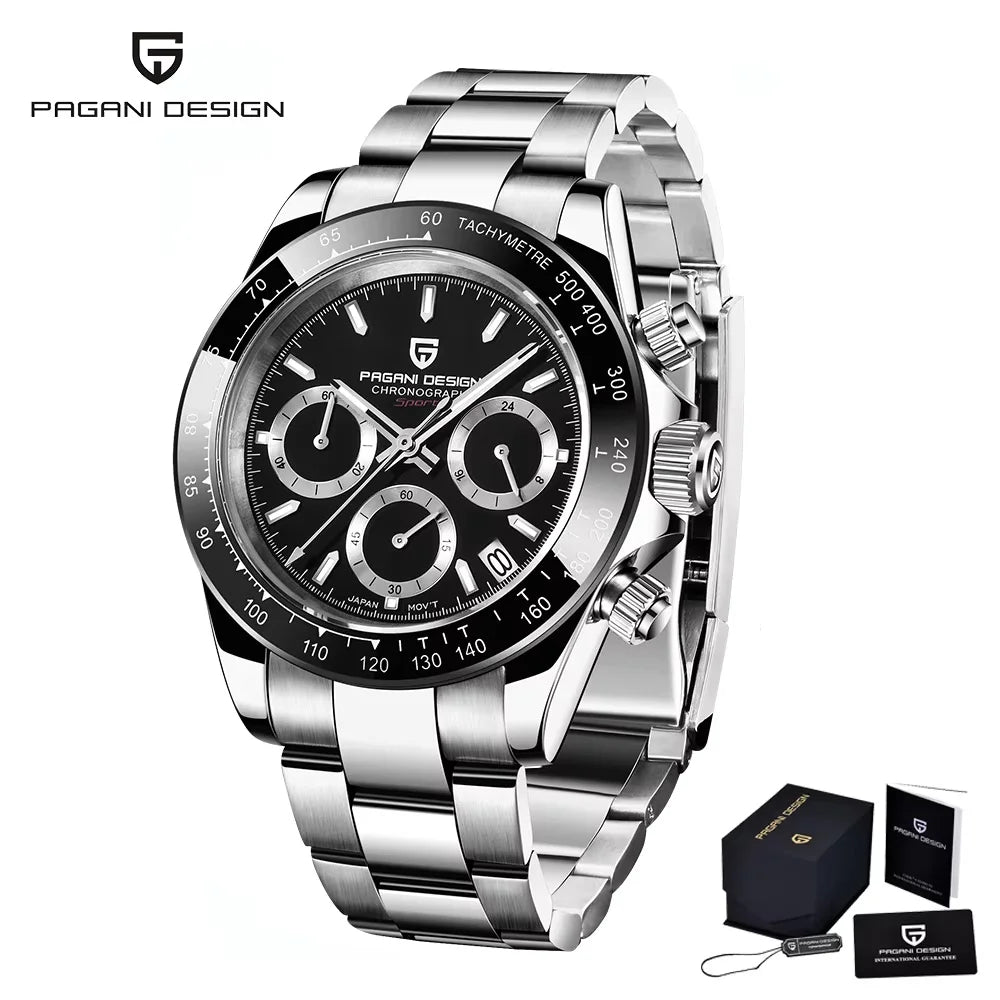 Nuevo original PAGANI DESIGN PD-1664 reloj de pulsera de lujo para hombre con movimiento de cuarzo japonés VK63, cristal de zafiro, cronógrafo impermeable dorado